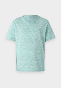INJECTED V NECK - T-paita - bottle green/white