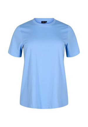 Light blue short-sleeve t-shirt made of soft cotton, featuring a round neckline and a relaxed fit with no visible patterns or accents.