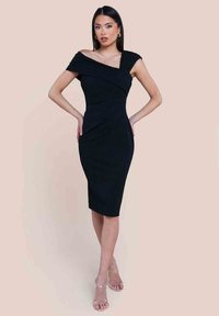 Goddiva PLEATED DROP SHOULDER MIDI - Cocktailklänning - black