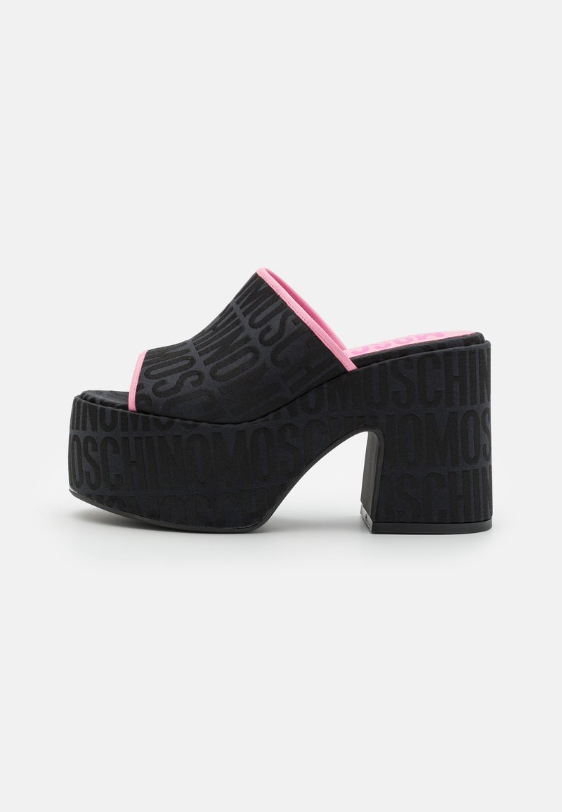 Moschino Limited Edition 85 Crystal Embellished Mules Black
