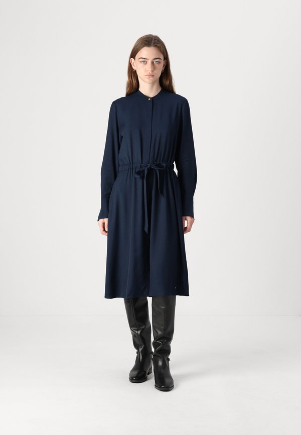 SOFT COLARLESS SHIRT DRESS - Shirt dress