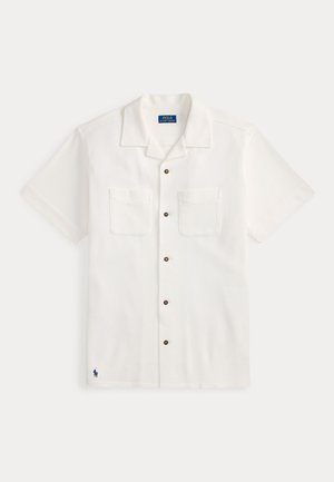 WAFFLE-KNIT COTTON-LINEN CAMP SHIRT - Πουκάμισο - white