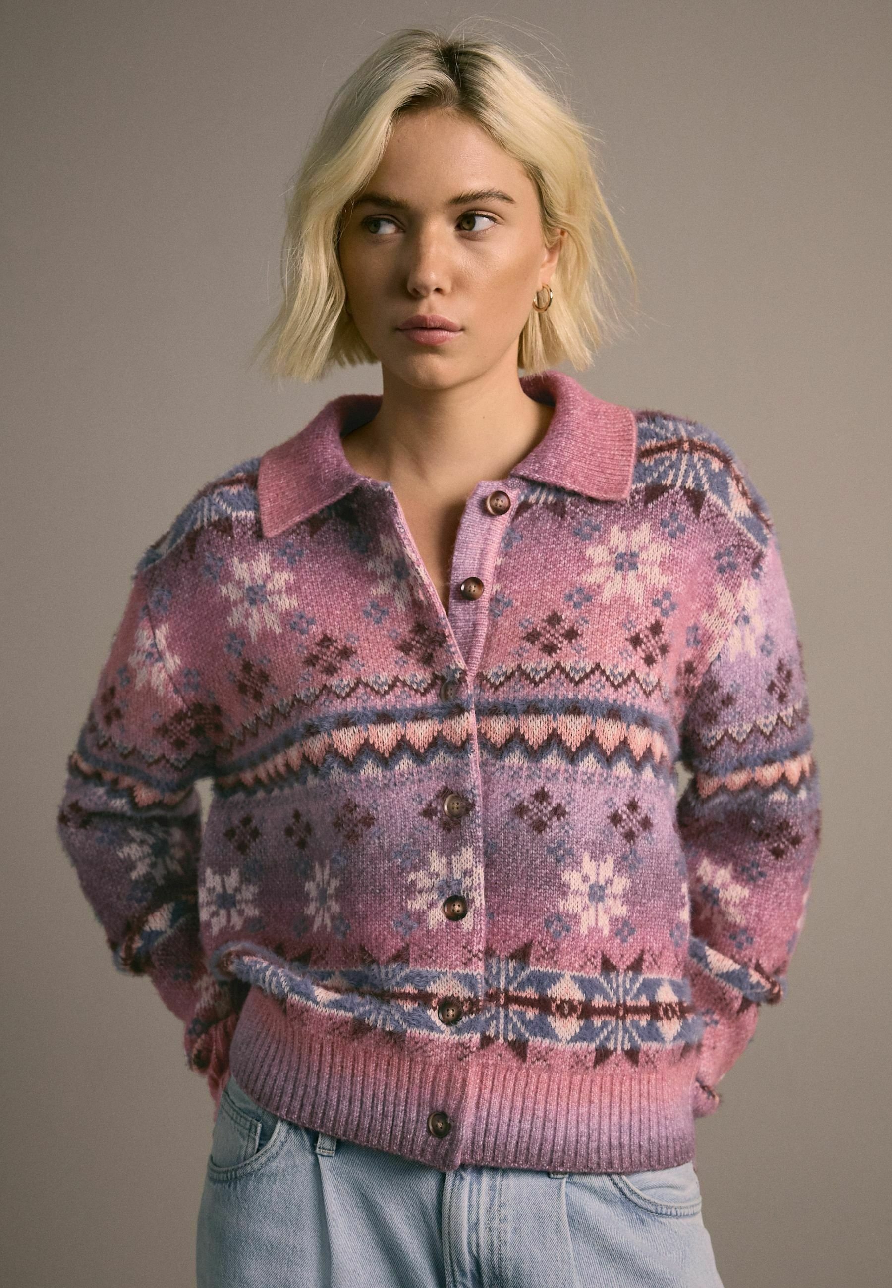 Next REGULAR FIT - SPACE DYE FAIRISLE COLLAR - Chaqueta de punto