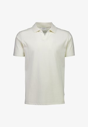 Biała bawełniana koszulka polo z wyciętym kołnierzem i krótkimi rękawami. Gładka faktura, czyste linie i subtelne logo na kołnierzu.