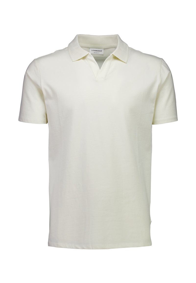 Biała bawełniana koszulka polo z wyciętym kołnierzem i krótkimi rękawami. Gładka faktura, czyste linie i subtelne logo na kołnierzu.