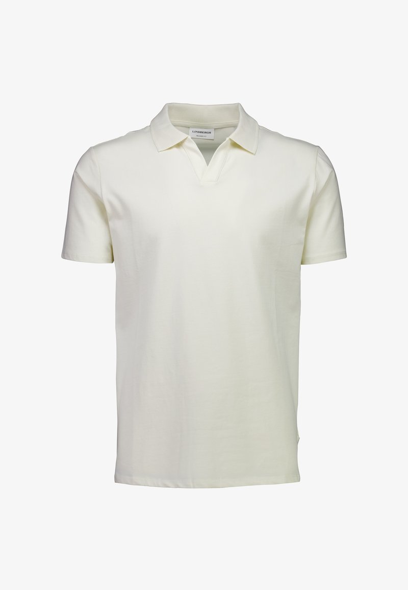 Biała bawełniana koszulka polo z wyciętym kołnierzem i krótkimi rękawami. Gładka faktura, czyste linie i subtelne logo na kołnierzu.
