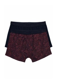 Set di tre boxer: due blu navy e uno rosso con un motivo floreale. Presentano bande elastiche con logo, tessuto morbido e vestibilità standard.
