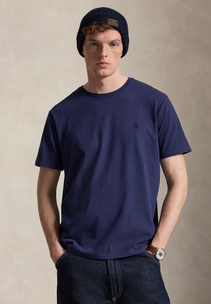STANDARD FIT COTTON-LINEN T-SHIRT - Βασικό μπλουζάκι - newport navy