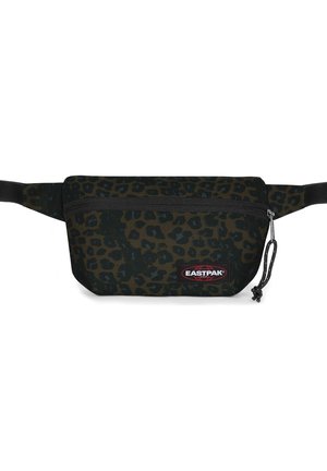 Mørkegrøn og sort leopardprint Eastpak bæltetaske med sort lynlås og justerbare stropper.