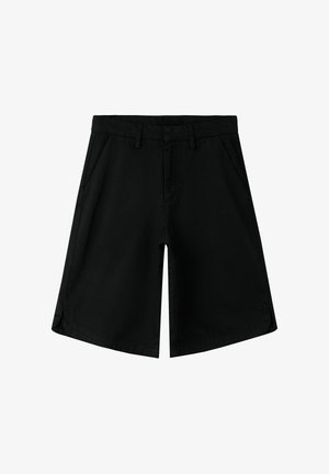 Mustad põlvpüksid, millel on vööaasad, küljetaskud ning ees nööbiga ja tõmblukuga sulgumine.