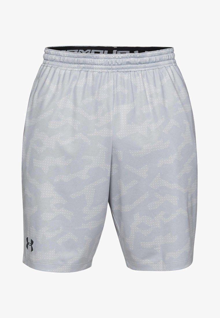 Short de sport gris clair Under Armour avec un motif camouflage subtil et une taille élastique.
