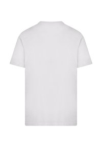 Tricou alb cu mânecă scurtă din bumbac, cu guler rotund și un croi lejer. Fără modele sau grafice pe spate.