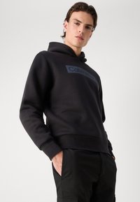 Calvin Klein BOX STRIPED LOGO HOODIE - Kapucni - black