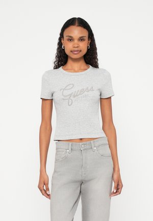 STUDS SCRIPT TEE - T-shirt imprimé - light melange grey