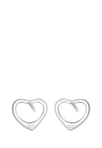 Sølvøreringe i hjerteform med en poleret finish, der har en sikker postbag og er stemplet 925 for ægthed af sterlingsølv.