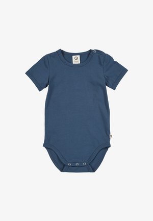 Body à manches courtes bleu marine pour bébé avec boutons-pression aux épaules et à l'entrejambe, tissu en coton doux et encolure ronde.