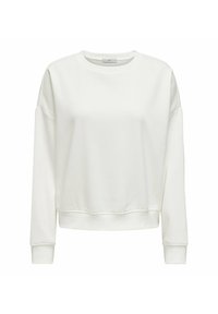 Witte crewneck sweatshirt met verlaagde schouders, lange mouwen en geribbelde manchetten. Glad textuur en relaxte pasvorm met een minimalistisch ontwerp.