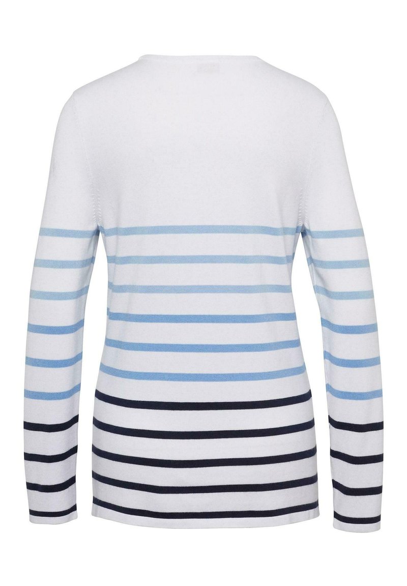 Damen Strickjacken | GOLDNER Strickpullover weiß / blau / gemustert/weiß - TF46792 Damen Strickjacken | GOLDNER Strickpullover weiß / blau / gemustert/weiß - TF46792