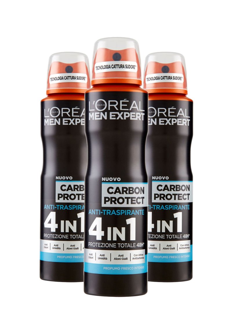L'Oréal Men Expert - DEODORANTE SPRAY CARBON PROTECT, ANTI-TRASPIRANTE - 3 PACK - Deodorante, Ingrandire