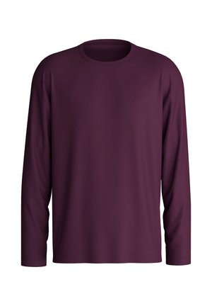 Langarm t-shirt in diep bordeaux, gemaakt van een soepele stof. Heeft een ronde hals en een eenvoudig, ongecompliceerd ontwerp.