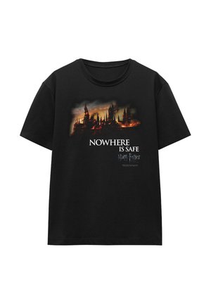 Cotton Soul, HARRY POTTER BURNING HOGWARTS - Print T-shirt - black