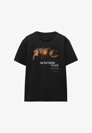 Cotton Soul, HARRY POTTER BURNING HOGWARTS - Print T-shirt - black