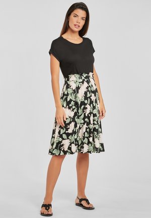 Jersey dress - schwarz rosa bedruckt
