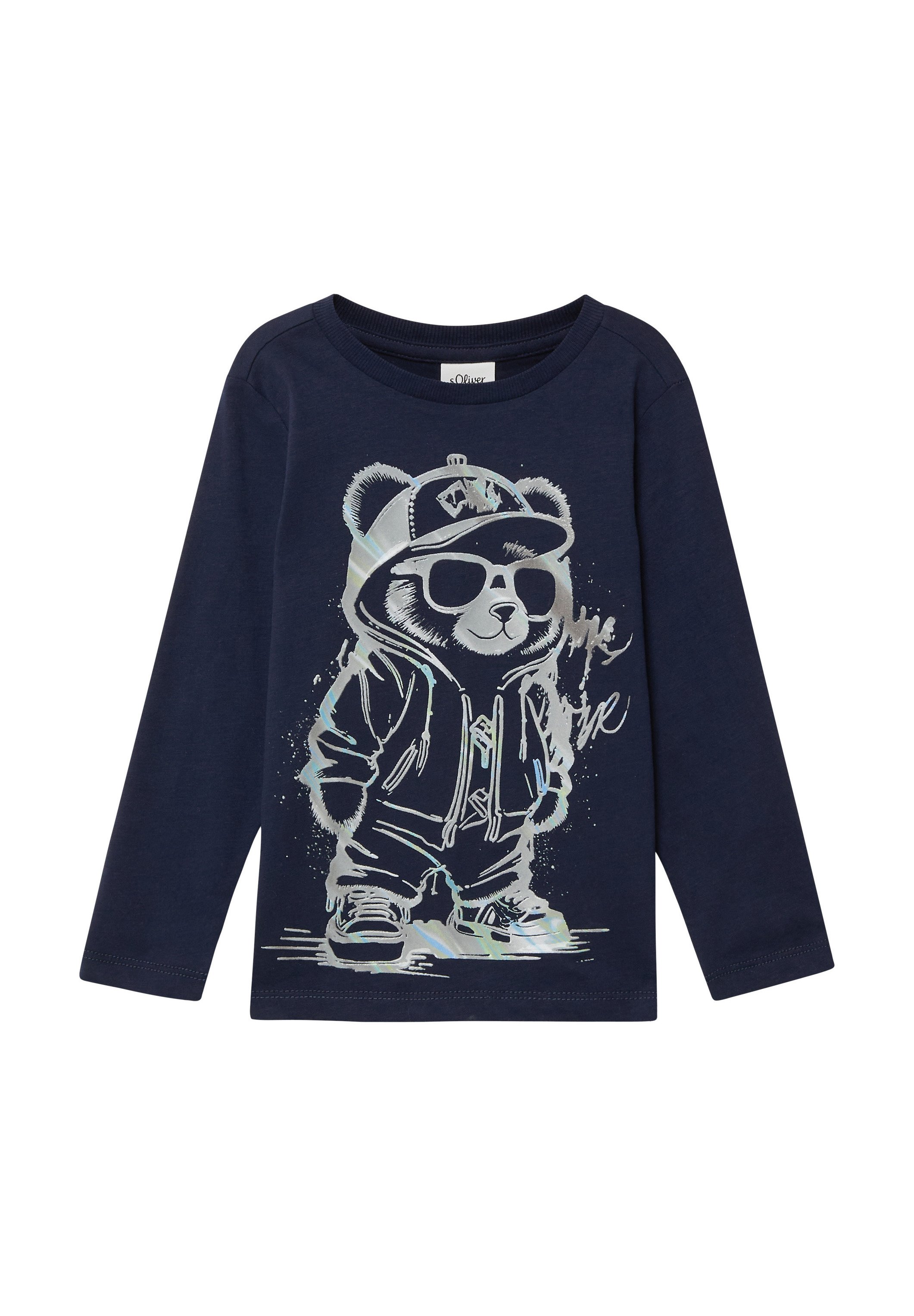 S.Oliver Jungen T-Shirt Langarm – Aus Weicher Baumwolle, Mit Frontprint, Regular Fit (Größe 104/110)