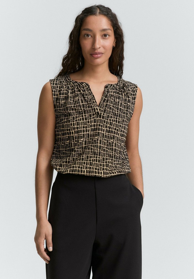 TOM TAILOR V NECK ALLOVERPRINTED - Top - abstract black grid design