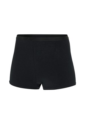 Boxeri negri elastici, cu talie netedă și design scurt, fără cusături, care oferă confort și susținere.