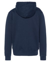 Felpa con cappuccio blu navy caratterizzata da una texture liscia, polsini e orlo a coste, tasca a marsupio e un design dal fit rilassato.