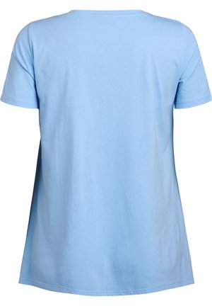 Light blue short-sleeve T-shirt made from soft cotton. Features a round neckline and a relaxed fit. Smooth texture with no patterns or accents.
