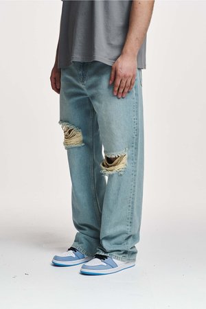 ANDUIN RIPPED BAGGY - Baggy Jeans - sand blue
