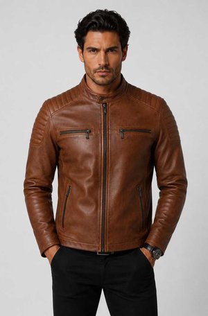 CYCAS D'OR, HARRISSON BIKER HERITAGE - Leren jas - cognac brown