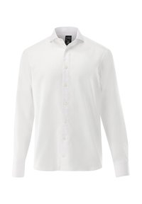 Camicia bianca a maniche lunghe con bottoni realizzata in tessuto morbido, con colletto e placket dei bottoni discreto. Include una vestibilità su misura.