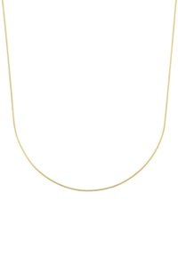 Halskedja i guldfärgad metall med en smidig, rund form och en delikat, tunn design. Slät yta med en subtil lyster.