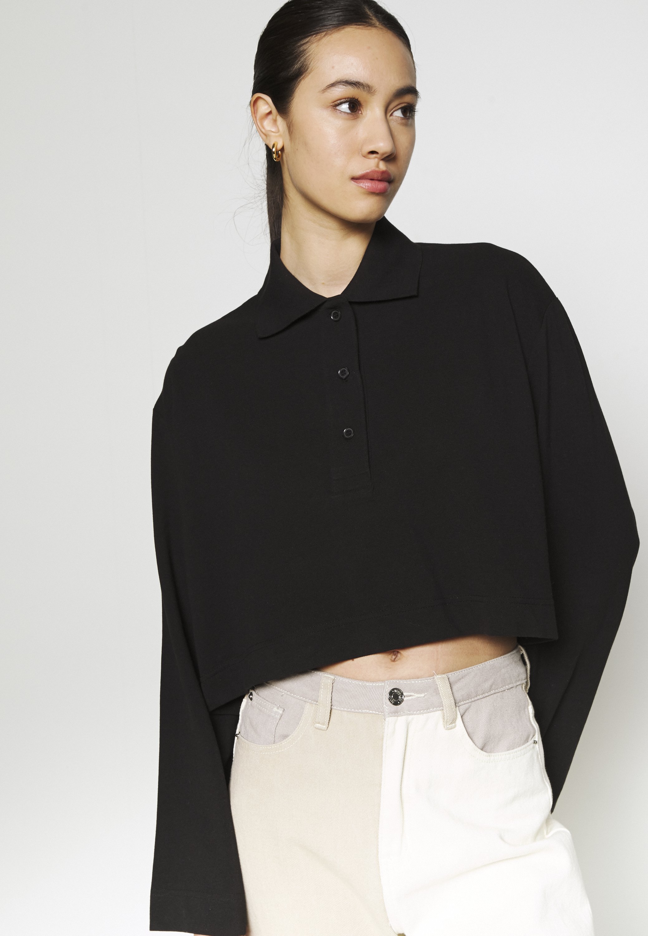 black cropped polo
