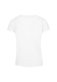 Einfärbige weiße Kurzarm-T-Shirts, von hinten mit runder Ausschnitt und regulärer Passform gezeigt.