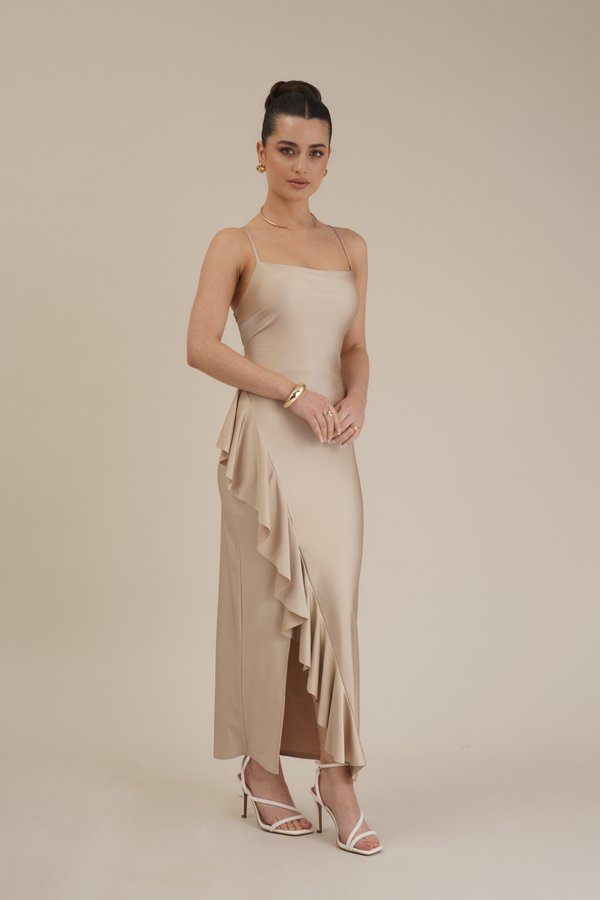 WEDDING GRACE RUFFLE MAXI - Jersey dress - champagne