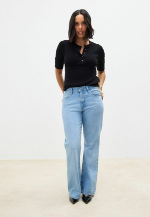 BUTTON UP SHORT SLEEVE  - T-shirt med print - black