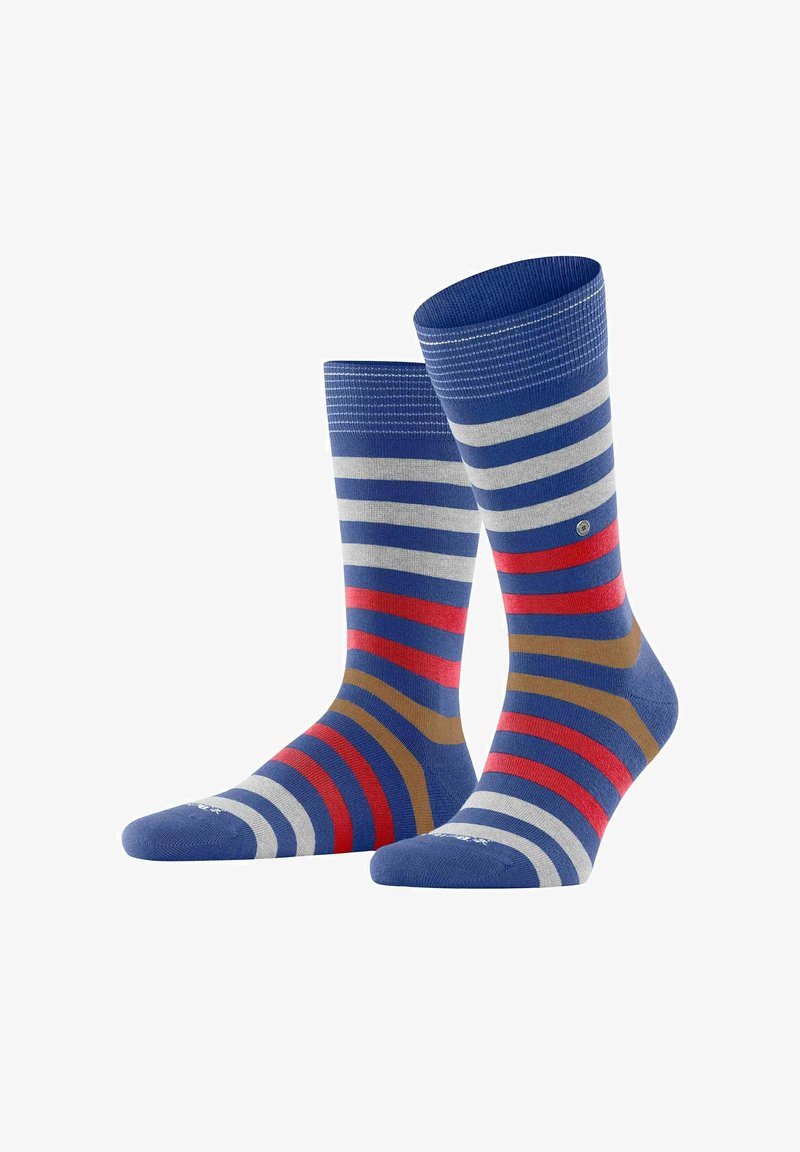 Burlington POOL, BSTREIFEN, LOGO - Socken - blau rot