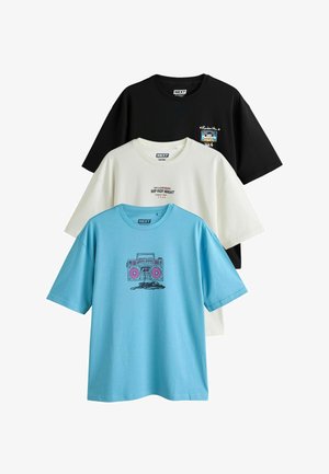 Next, RELAXED FIT - GRAPHIC PRINT T-SHIRTS 3 PACK . - T-Shirt print - black ecru blue