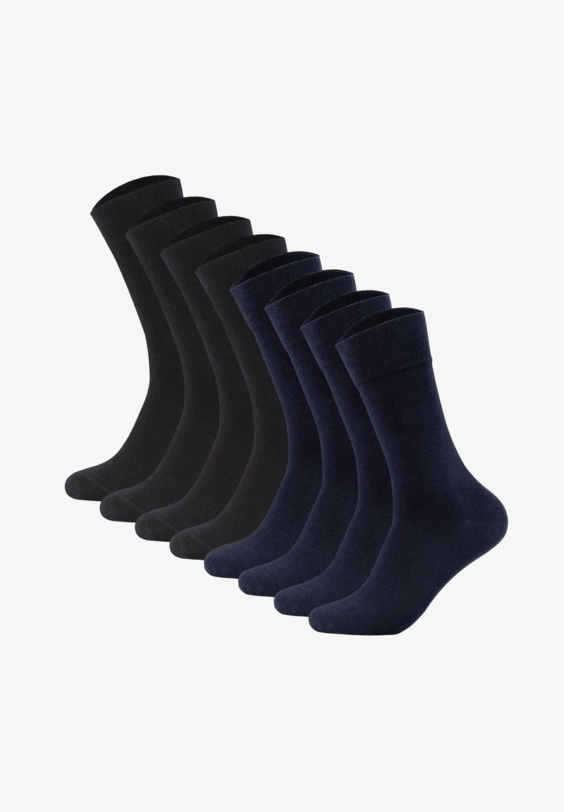 Confezione di calzini nei colori nero e blu navy. Realizzati in un morbido tessuto testurizzato. Ogni calzino presenta un polsino a coste e un design della punta liscio e senza cuciture.