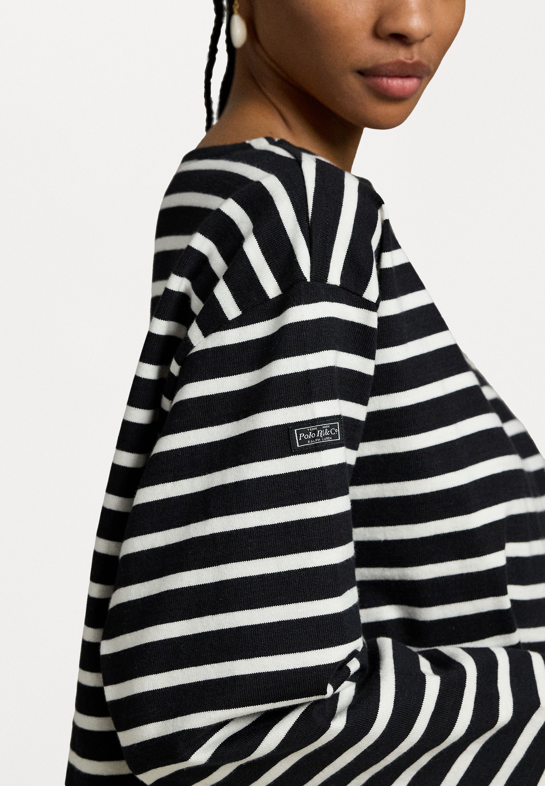 売れ筋商品|||ラルフローレン Tシャツ レディース トップス STRIPED BOATNECK MARINER T-SHIRT - Long sleeved top - deckwash white/black Striped Boatneck Mariner Tee for Women | Ralph Lauren® PA