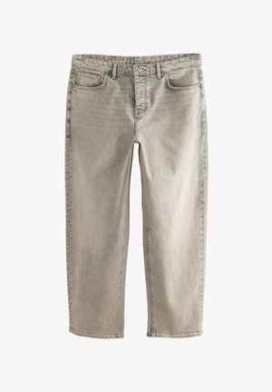 Hellgraue Denim-Jeans im Straight-Leg-Design, mit fünf Taschen und gesteppten Akzenten. Mit einem Standardbund und einem Reißverschluss.