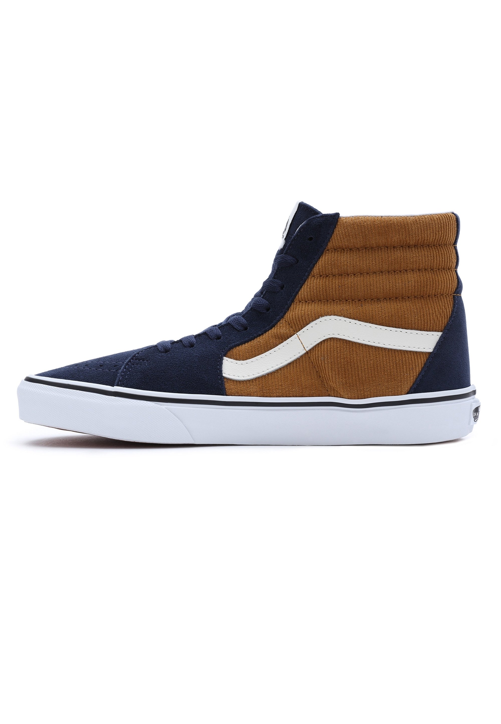 blue and brown vans high tops