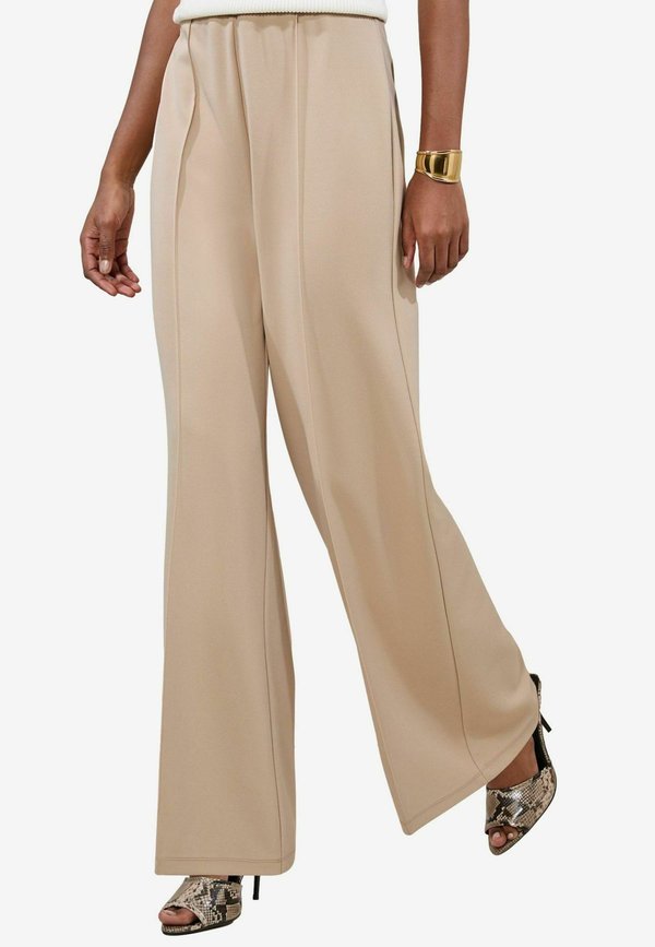 HIGH WAIST WIDE LEG - Stoffhose - neutral