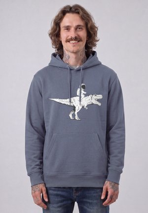 watapparel, ASTRONAUT ON T-REX UNISEX - Kapuzenpullover - blue grey