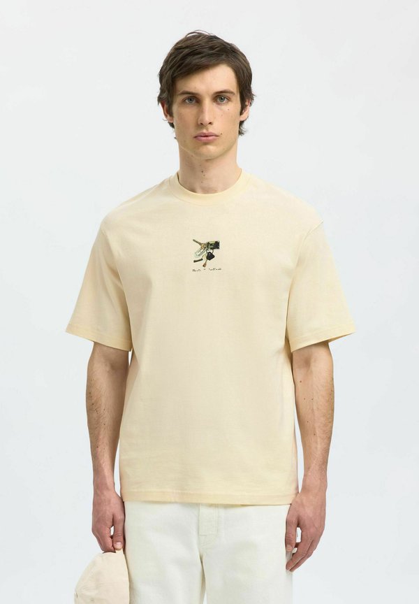 SLHRELAXKAI O NECK - T-Shirt print - egret