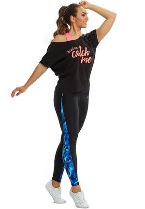 MCT002 ULTRA LIGHT - Print T-shirt - black/glitter/neon coral